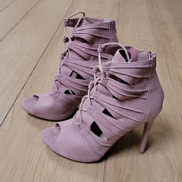 SHOE DAZZLE DAYRA MAUVE OPEN-TOE BOOTIES, SIZE  9 - Picture 5 of 15